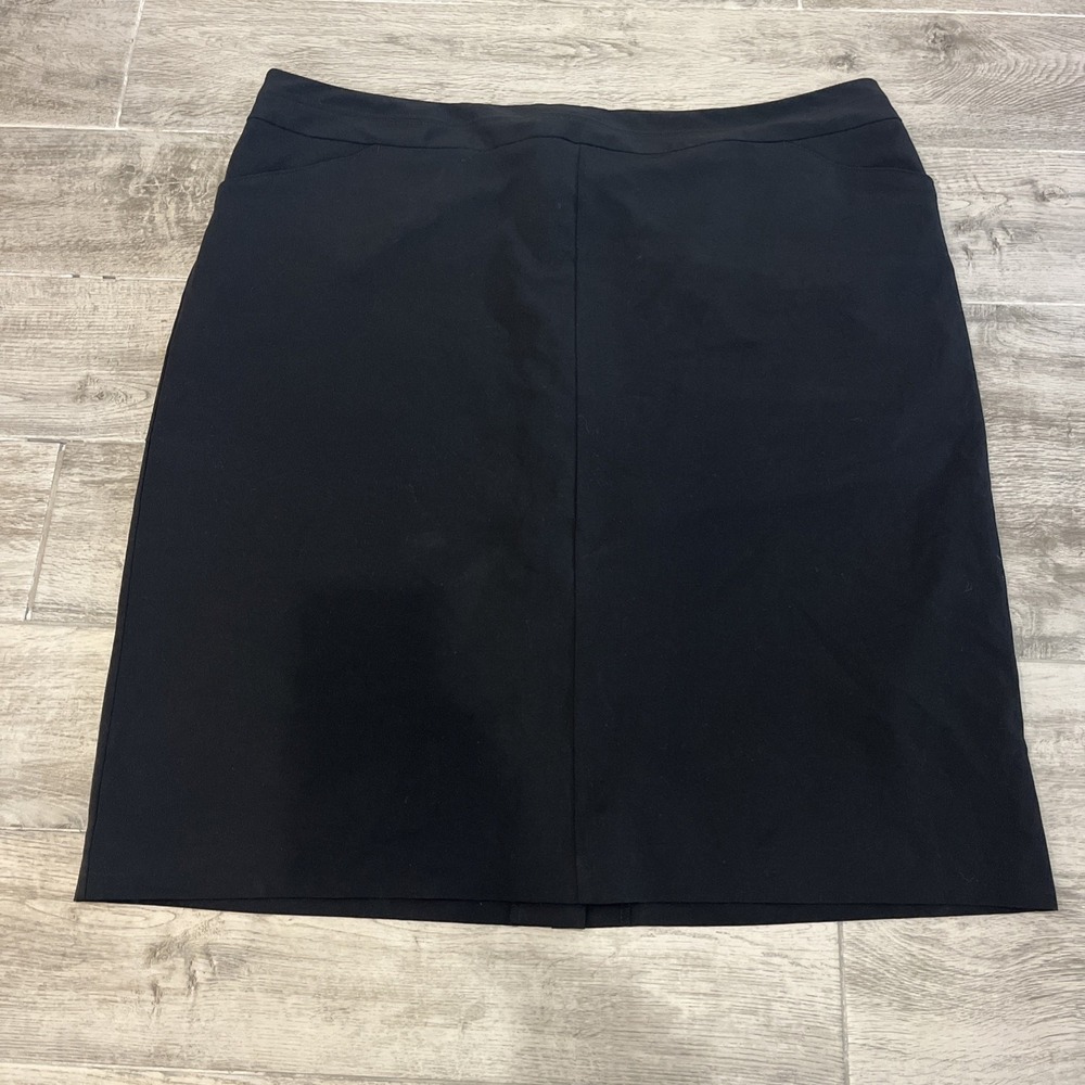 Worthington Skirt Women's Plus Sz 22W Solid Black Pencil Skirt Back Slit Zipper